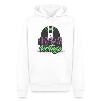 1993 Vintage Vinyl Records Birthday Gift Idea - Men’s Premium Organic Hoodie - white - Front - Nico (187cm)