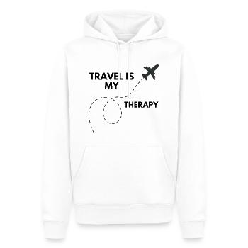 Le voyage est ma thérapie - Avion - Sweat à capuche Premium bio Homme - blanc - Devant - Nico (187cm)