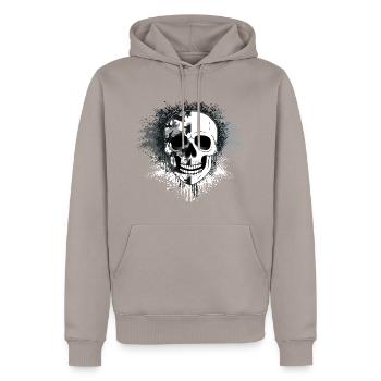 Skull Camouflage, Snow - Men’s Premium Organic Hoodie - taupe - Front - Nico (187cm)