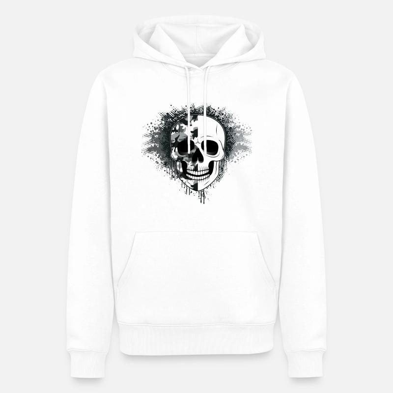 Camouflage Crâne, Neige - Sweat à capuche Premium bio Homme - blanc