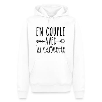 En Couple avec Baguette, cadeau Fans de Baguette - Sweat à capuche Premium bio Homme - blanc - Devant - Nico (187cm)