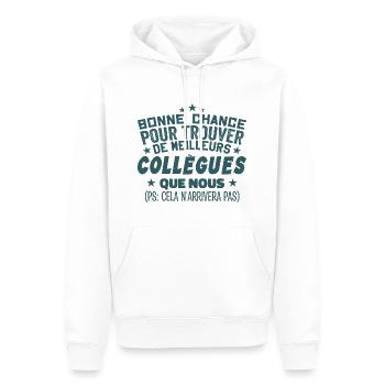 Humour Collègue Collègues Cadeau Départ Retraite - Sweat à capuche Premium bio Homme - blanc - Devant - Nico (187cm)
