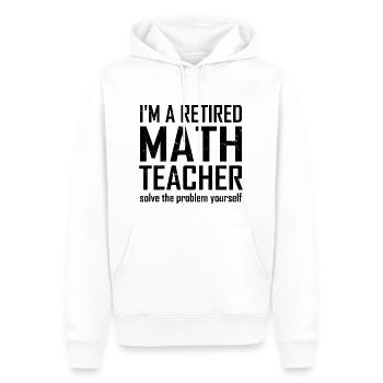 Professeur de mathématiques à la retraite - Sweat à capuche Premium bio Homme - blanc - Devant - Nico (187cm)