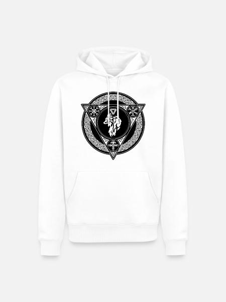 Sternzeichen Wikingerwolf - Männer Premium Bio Hoodie - Weiß