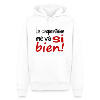 La cinquantaine me va si bien - Sweat à capuche Premium bio Homme - blanc - Devant - Nico (187cm)