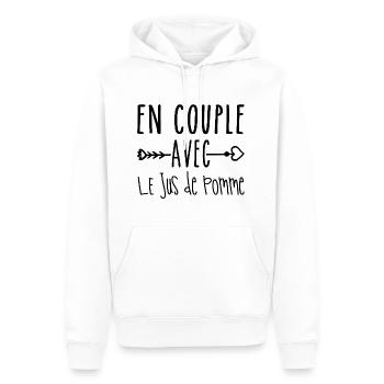 En Couple avec Jus de pomme, Fans de Jus de pomme - Sweat à capuche Premium bio Homme - blanc - Devant - Nico (187cm)