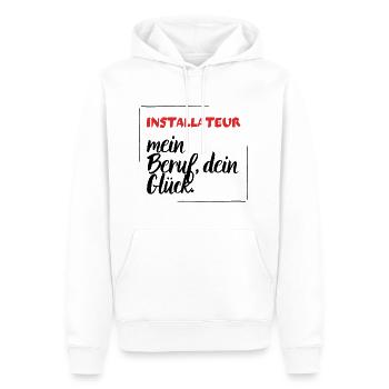 Installateur - Mein Beruf, Dein Glück. - Männer Premium Bio Hoodie - Weiß - Vorne - Nico (187cm)