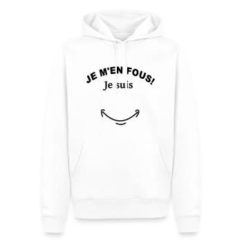 Je m en fous je suis personnalisable - Sweat à capuche Premium bio Homme - blanc - Devant - Nico (187cm)