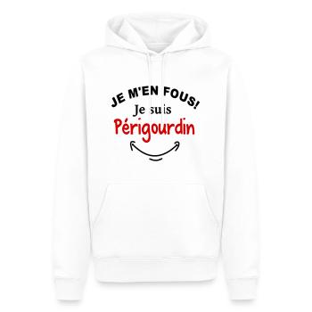 Je m'en fous je suis périgourdin - Sweat à capuche Premium bio Homme - blanc - Devant - Nico (187cm)