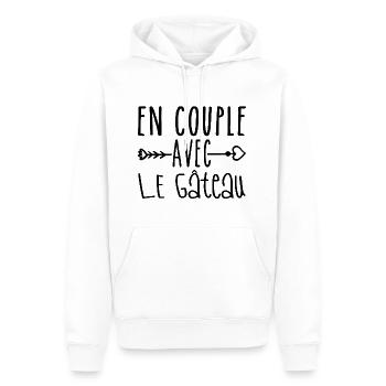 En Couple avec Gâteau, cadeau Fans de Gâteau - Sweat à capuche Premium bio Homme - blanc - Devant - Nico (187cm)