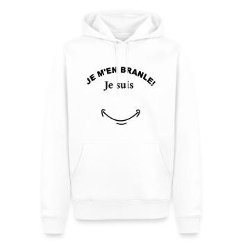 Je m en branle je suis personnalisable - Sweat à capuche Premium bio Homme - blanc - Devant - Nico (187cm)