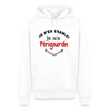 Je m'en branle je suis périgourdin - Sweat à capuche Premium bio Homme - blanc - Devant - Nico (187cm)