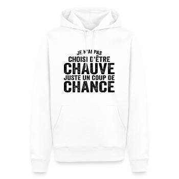Chauve, Cadeau Citation Humour Calvitie - Sweat à capuche Premium bio Homme - blanc - Devant - Nico (187cm)