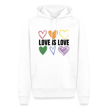 PRIDE Love is love black - Männer Premium Bio Hoodie - Weiß - Vorne - Nico (187cm)
