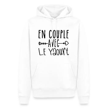 En Couple avec Yaourt, cadeau Fans de Yaourt - Sweat à capuche Premium bio Homme - blanc - Devant - Nico (187cm)