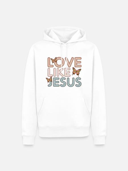 Aimer comme Jésus papillons - Sweat à capuche Premium bio Homme - blanc