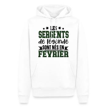 Sergent Militaire Armée Février Anniversaire - Sweat à capuche Premium bio Homme - blanc - Devant - Nico (187cm)