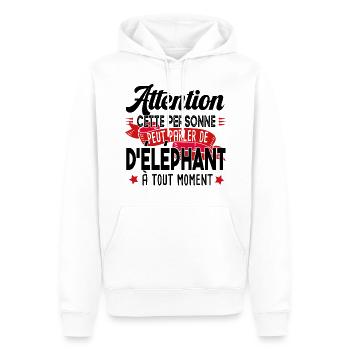 Éléphant Animal Dumbo Cadeau Humour Safari Trompe - Sweat à capuche Premium bio Homme - blanc - Devant - Nico (187cm)