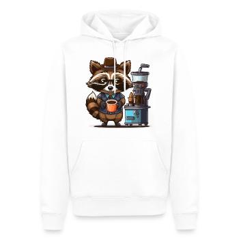 L’heure du café - Sweat à capuche Premium bio Homme - blanc - Devant - Nico (187cm)