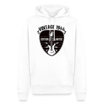 Vintage 1944 médiator guitare cadeau guitariste - Sweat à capuche Premium bio Homme - blanc - Devant - Nico (187cm)