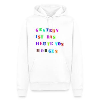 Gestern ist das Heute von morgen - Männer Premium Bio Hoodie - Weiß - Vorne - Nico (187cm)