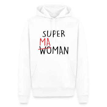 Super Maman | Fête des Mères | Cadeau Maman - Sweat à capuche Premium bio Homme - blanc - Devant - Nico (187cm)
