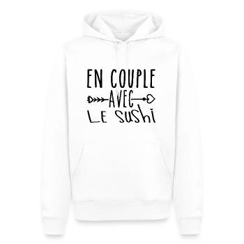 En Couple avec Sushi, cadeau Fans de Sushi - Sweat à capuche Premium bio Homme - blanc - Devant - Nico (187cm)