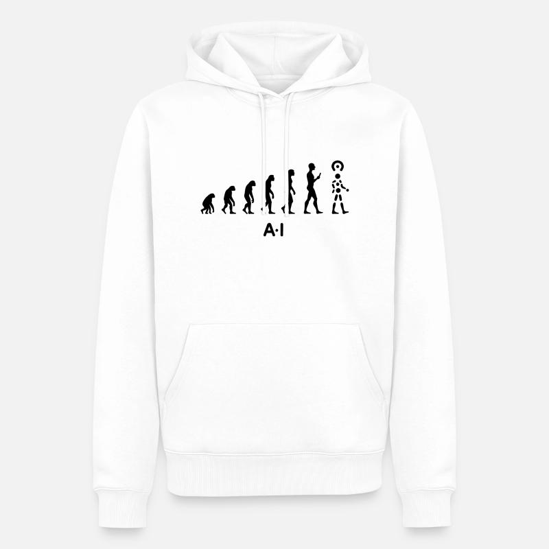 Parcours d’évolution de l’IA - Sweat à capuche Premium bio Homme - blanc