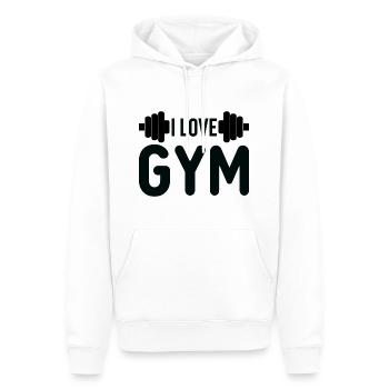 J’aime la gym - Citation d’entraînement physique - Sweat à capuche Premium bio Homme - blanc - Devant - Nico (187cm)