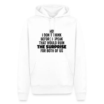 drôle Dire que je ne pense pas avant de parler - Sweat à capuche Premium bio Homme - blanc - Devant - Nico (187cm)