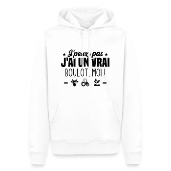 J’peux pas j’ai un vrai boulot moi ! - Sweat à capuche Premium bio Homme - blanc - Devant - Nico (187cm)