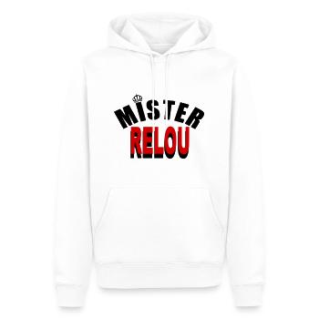 Humour / Mister Relou / design drôle - Sweat à capuche Premium bio Homme - blanc - Devant - Nico (187cm)
