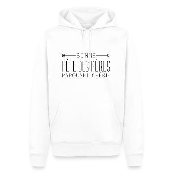 Bonne fête des pères papounet chérie - Sweat à capuche Premium bio Homme - blanc - Devant - Nico (187cm)