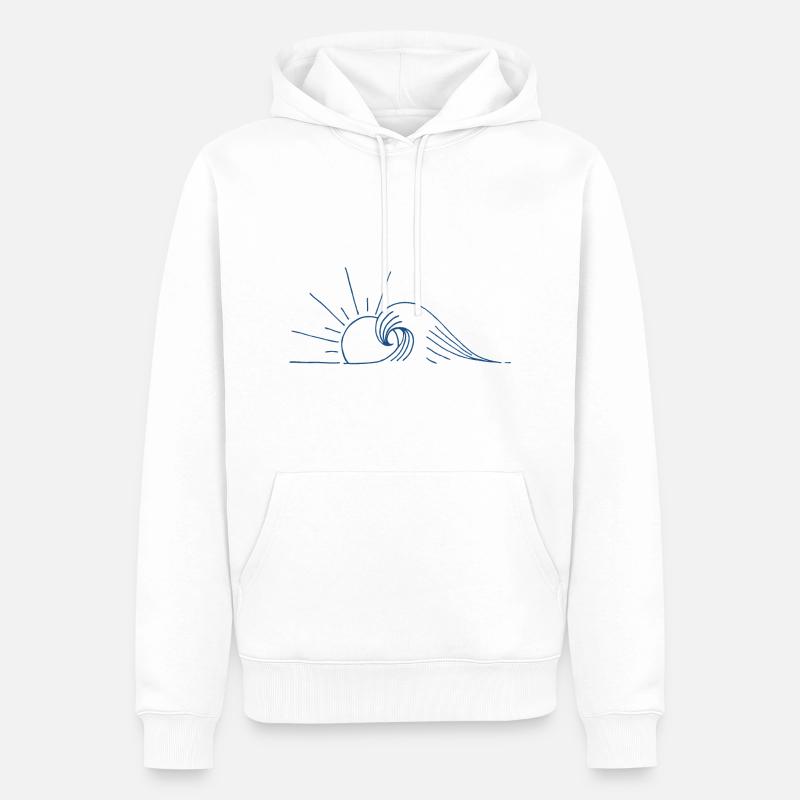 Vague et sunset bleu - Sweat à capuche Premium bio Homme - blanc