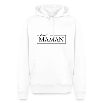 Je t’aime maman - Sweat à capuche Premium bio Homme - blanc - Devant - Nico (187cm)