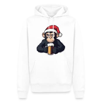 Affe Weihnachten Bier - Männer Premium Bio Hoodie - Weiß - Vorne - Nico (187cm)
