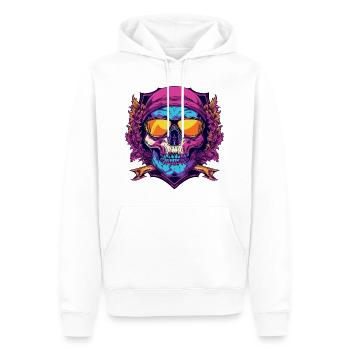 Ski Skibrille Skull Wappen - Männer Premium Bio Hoodie - Weiß - Vorne - Nico (187cm)