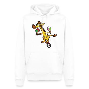 Lustige Niedliche Coole Giraffe Einrad Fahrrad - Männer Premium Bio Hoodie - Weiß - Vorne - Nico (187cm)