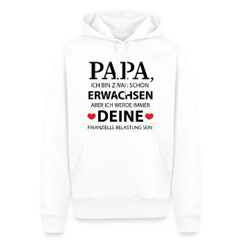 Papa: Finanzielle Belastung - Geschenk - Männer Premium Bio Hoodie - Weiß - Vorne - Nico (187cm)