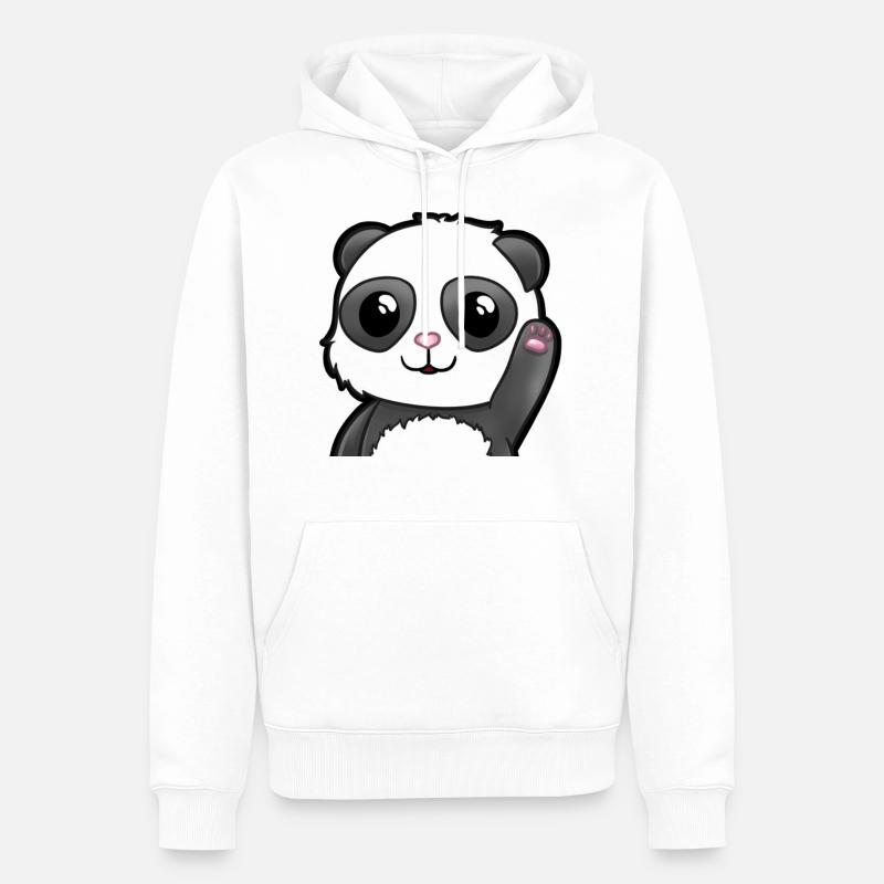 WinkePanda - Sweat à capuche Premium bio Homme - blanc
