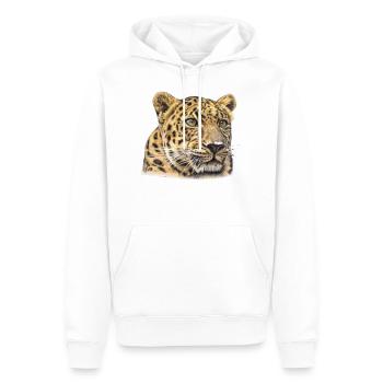 Gepard Aquarell - Männer Premium Bio Hoodie - Weiß - Vorne - Nico (187cm)