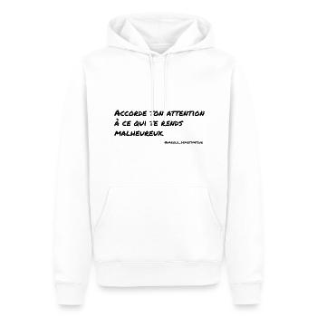 Accorde ton attention... - Sweat à capuche Premium bio Homme - blanc - Devant - Nico (187cm)
