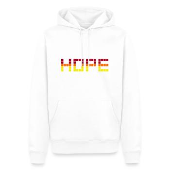 HOPE (Rot, Orange, Gelb) - Männer Premium Bio Hoodie - Weiß - Vorne - Nico (187cm)