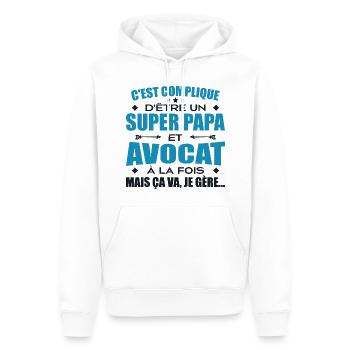 Super Papa und Anwalt - Humor Beruf Avocado Geschenk - Männer Premium Bio Hoodie - Weiß - Vorne - Nico (187cm)