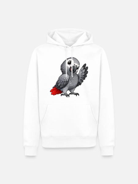 Graupapagei Kawaii Style – Süßer Papagei - Männer Premium Bio Hoodie - Weiß