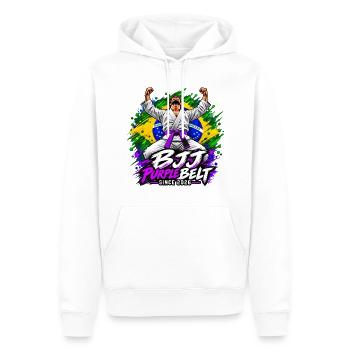 BJJ Lila Gürtel seit 2026 - Männer Premium Bio Hoodie - Weiß - Vorne - Nico (187cm)