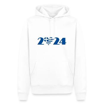 J’aime la Grèce 2024 - Sweat à capuche Premium bio Homme - blanc - Devant - Nico (187cm)