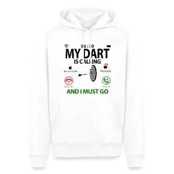 Dart Sprüche Lustige Witzige Humor is Calling - Männer Premium Bio Hoodie - Weiß - Vorne - Nico (187cm)