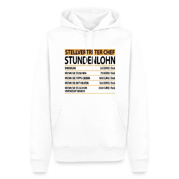 Stellvertreter Chef Lustige Spruch Sprüche Witzig - Männer Premium Bio Hoodie - Weiß - Vorne - Nico (187cm)