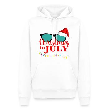 noël en juillet,juillet - Sweat à capuche Premium bio Homme - blanc - Devant - Nico (187cm)